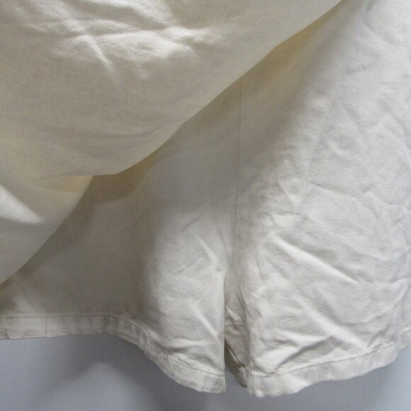 NWT Mango MNG Dungaree Ivory Denim Skort Romper Skirt Front Jumper Mini Dress XL - Picture 2 of 4